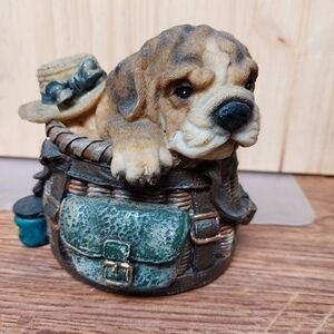 Vintage Ceramic Puppy in a Basket Bank